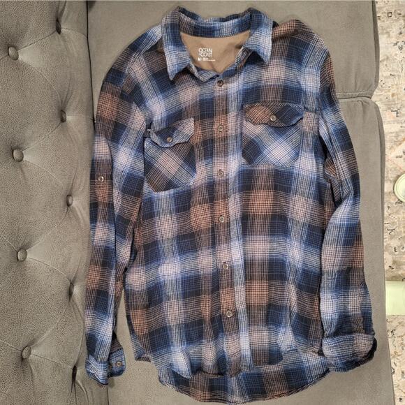 Lot of 3: Men's Cotton Flannel Shirts, M, Button Down, Long Sleeve, Blue, Gray - Picture 6 of 9